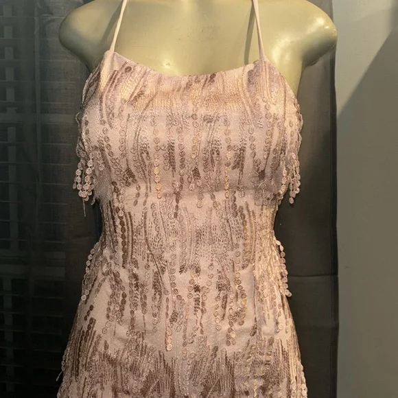 Lulus Pink Fringe Lace-Up Mini Dress size S - Picture 5 of 8